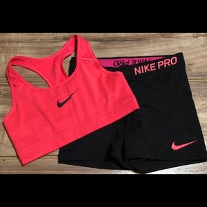 Nike pro compression shorts & sports bra
